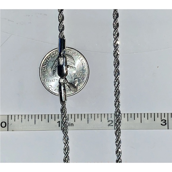 24” 14K White Gold Filled Over 925 Sterling Silver 2MM Brazilian Rope Chain, New - Picture 5 of 8